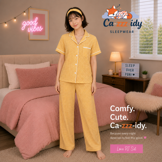 Yellow Gingham Pajama Set+ Matching Headband